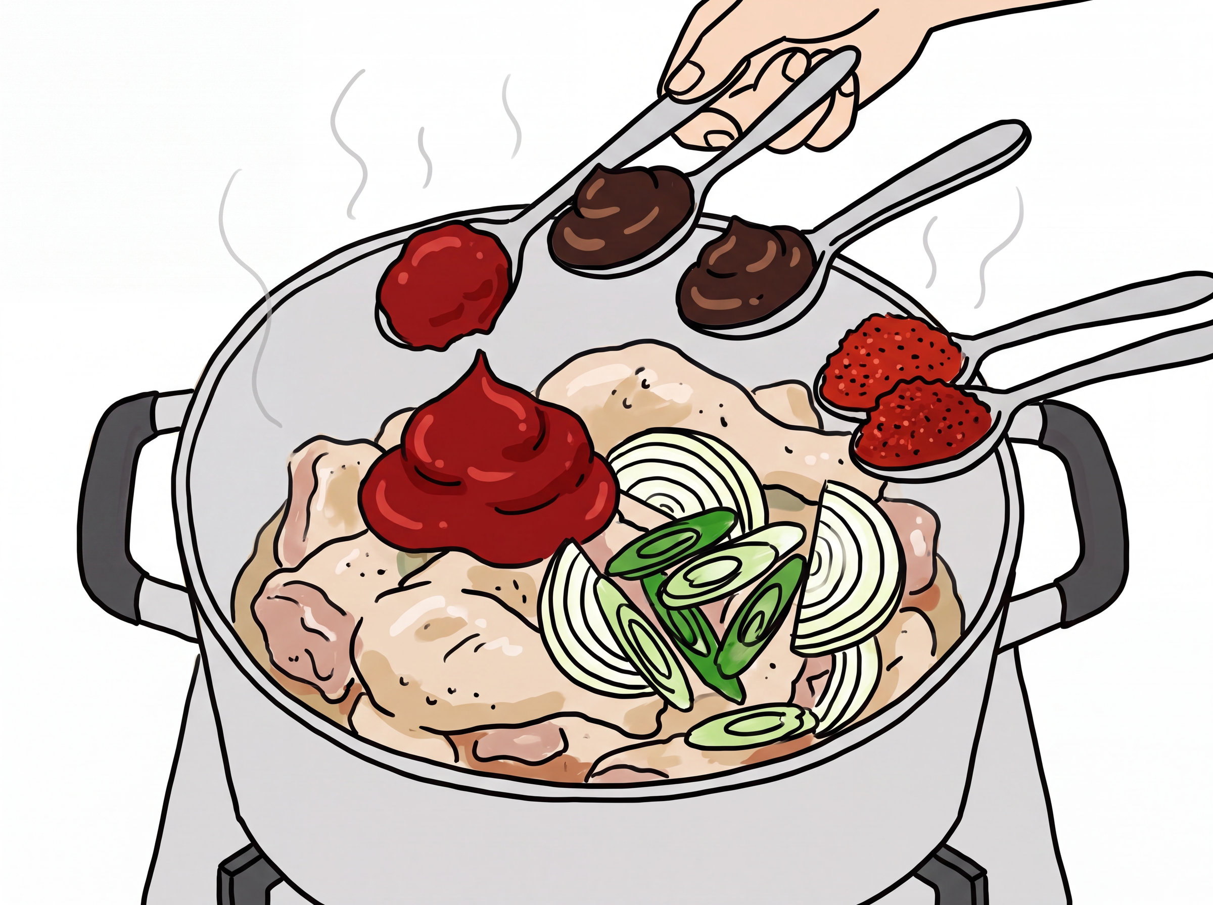 양념 및 야채 넣기
