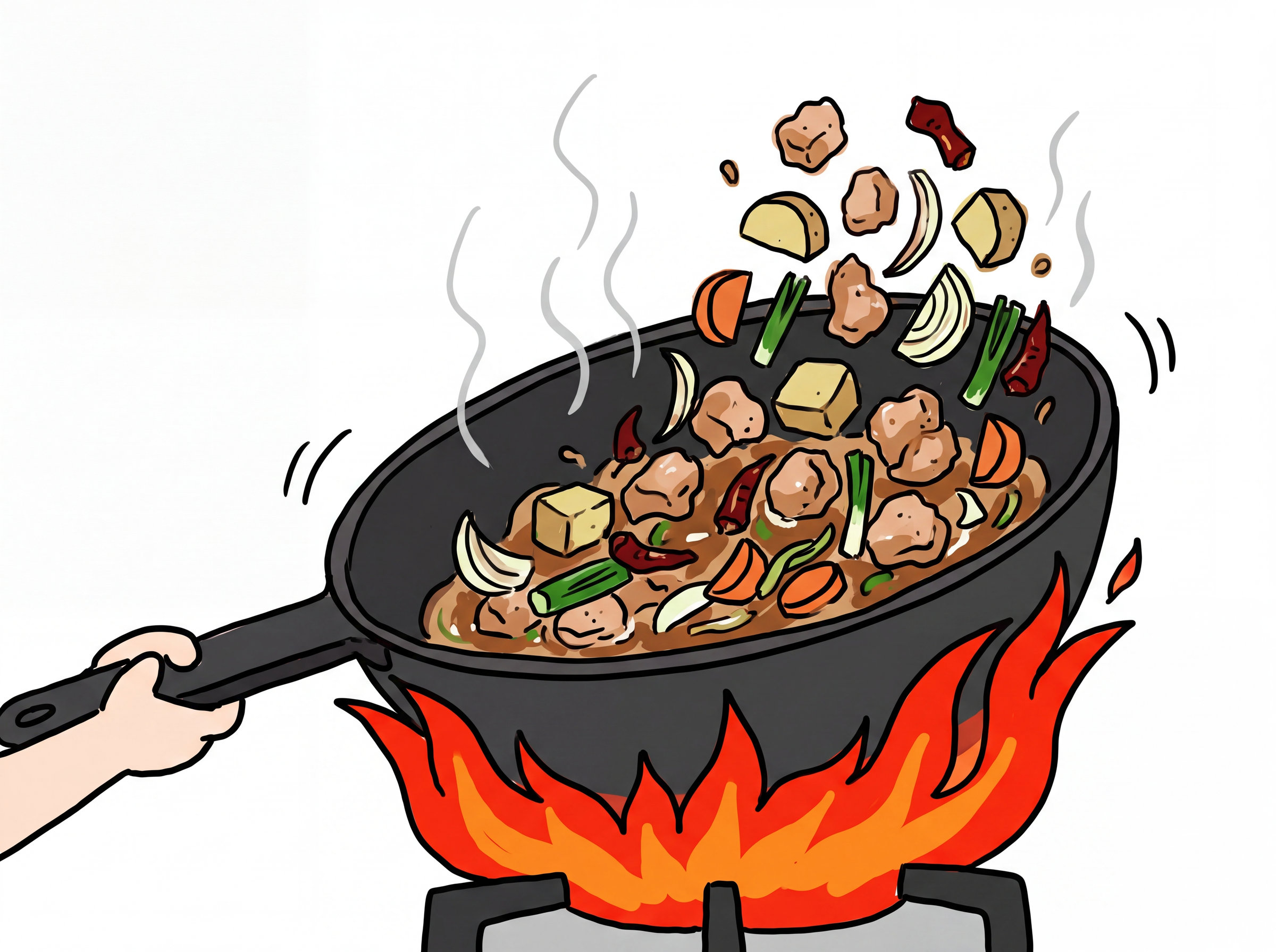 센 불에 빠르게 볶기
