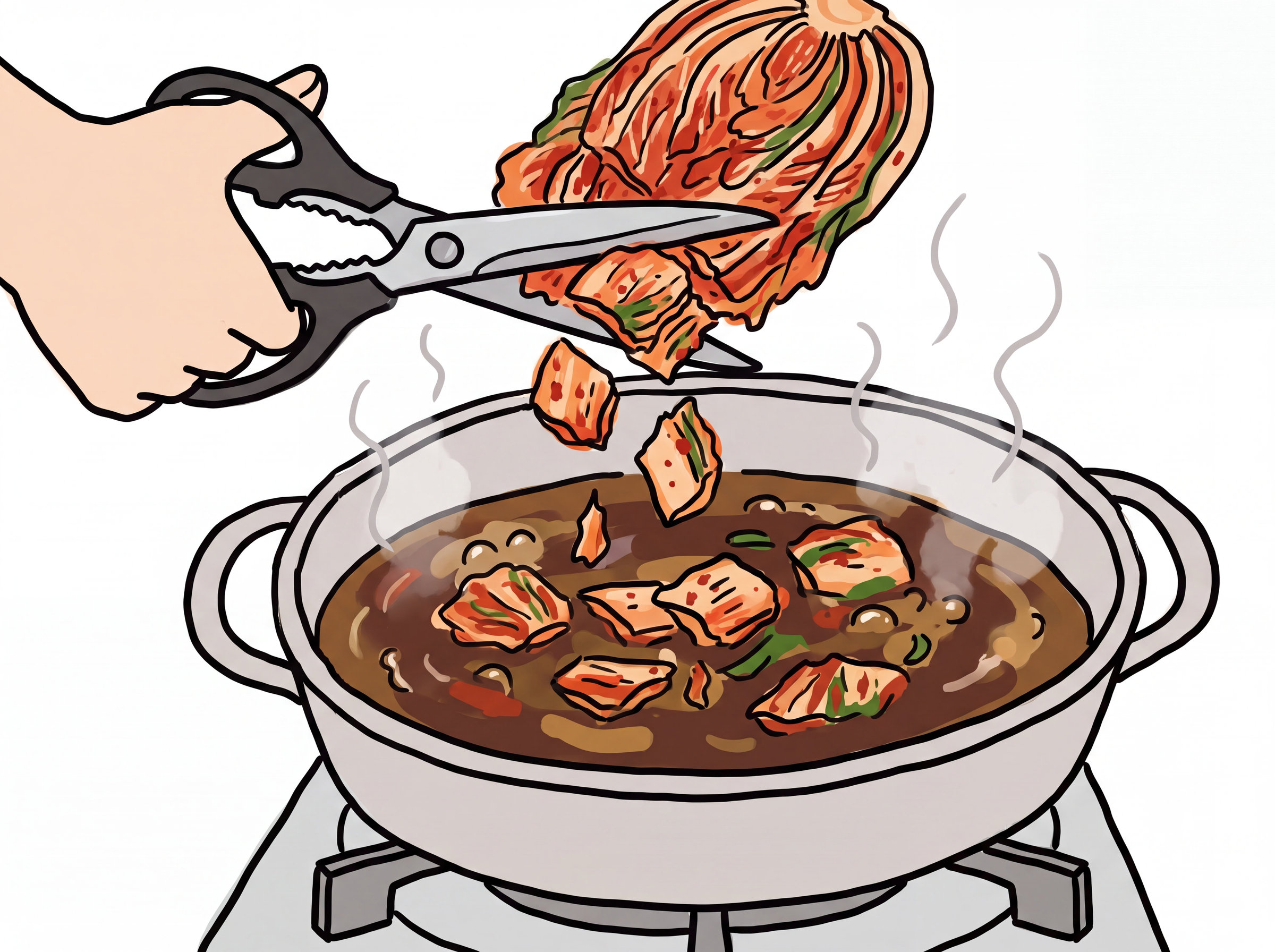 김치 썰어 넣기