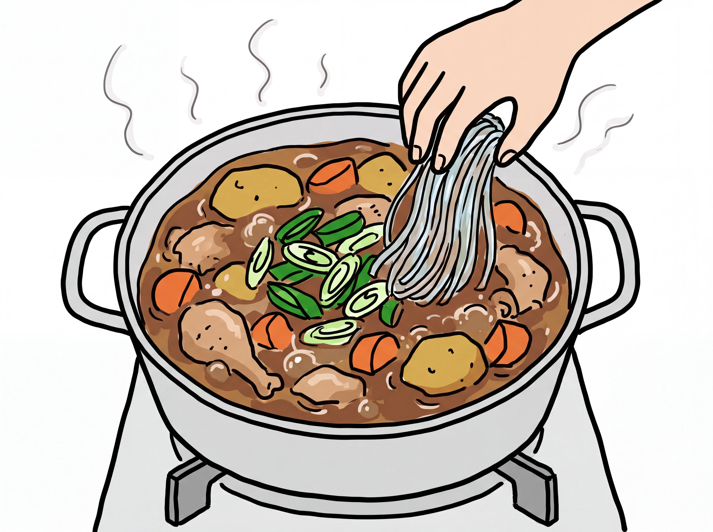 대파와 당면 넣기